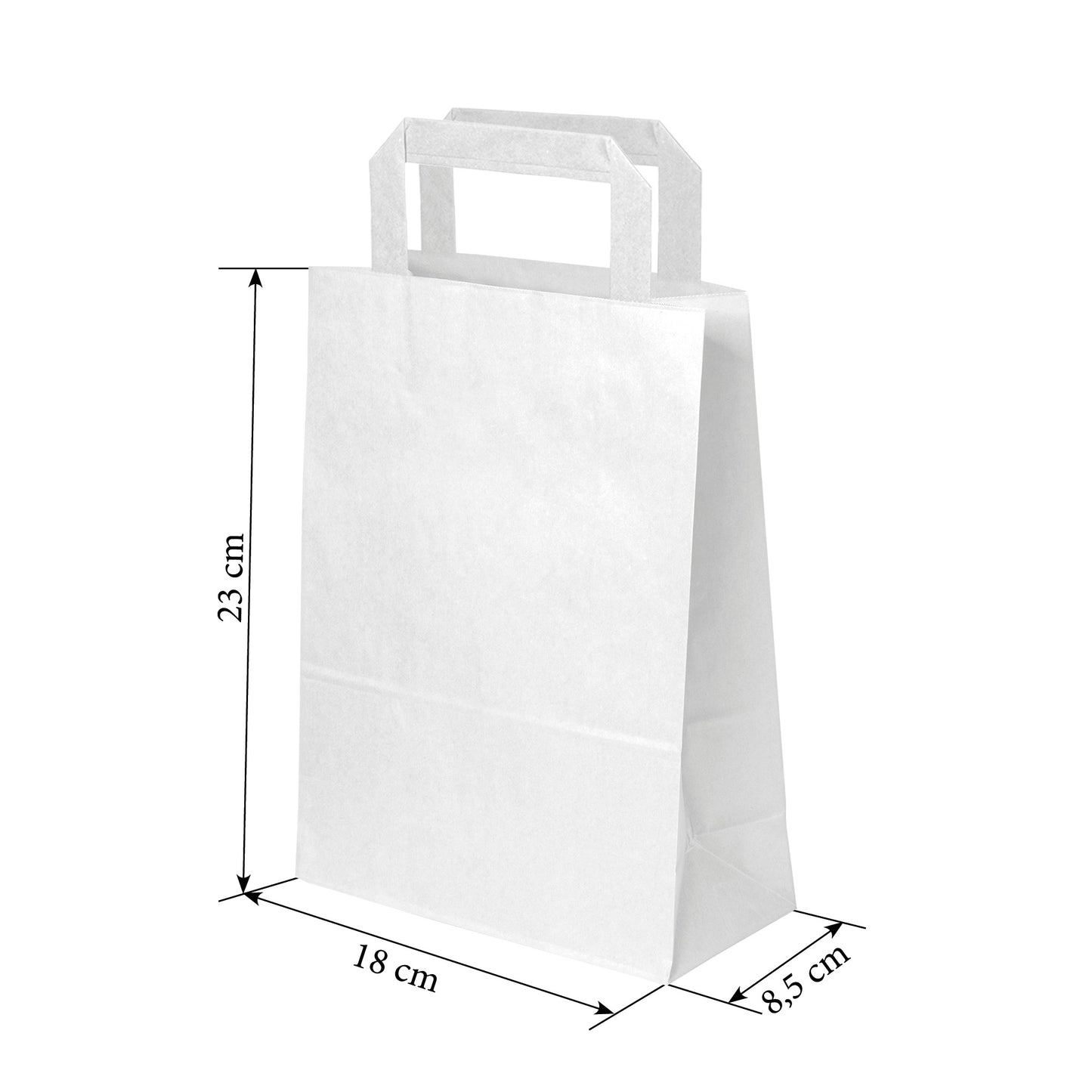 Torba BIAŁA uchwyt płaski - 18x8.5x23cm